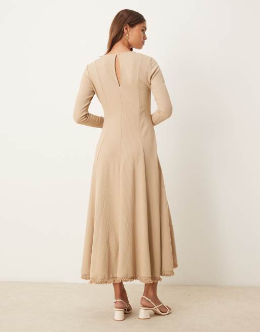 Ghospell - Kimberley - Vestito midi in maglia color latte, 3 di 4