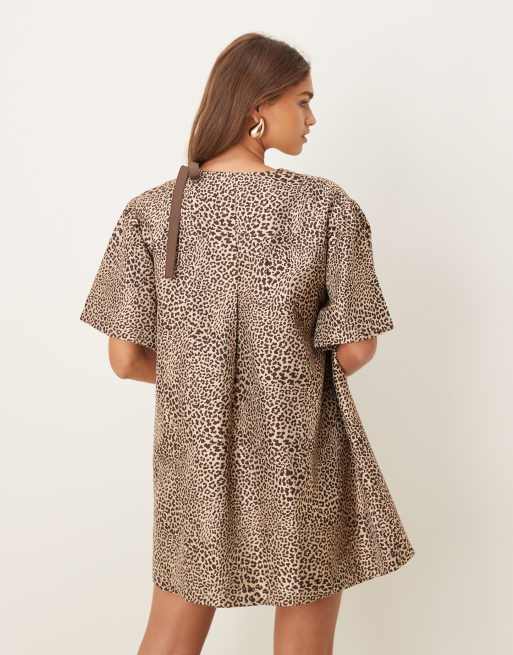 Ghospell Leighton wrap mini dress in brown leopard | ASOS