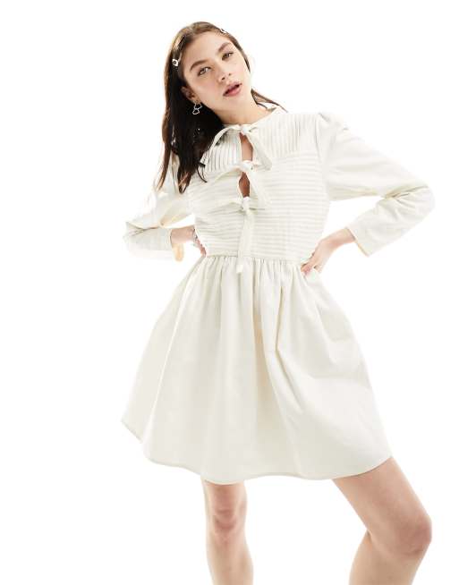 Long sleeve bow clearance dress