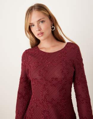 Ghospell Long Sleeve Crochet Midaxi Dress