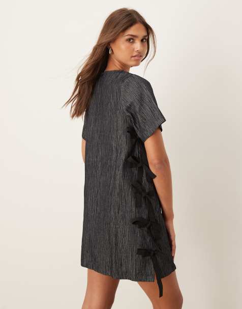 Ghospell – Mara – Minikleid in Schwarz mit seitlichem Schleifendetail - view 1