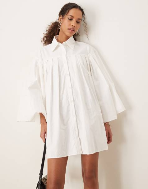 Ghospell – Minikleid in Perlweiß mit Faltendetails - view 1