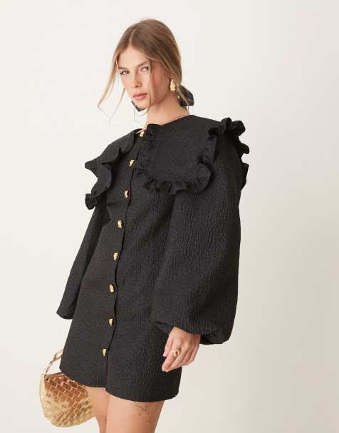 Ghospell – Minikleid in Schwarz mit Oversized-Kragen - view 1