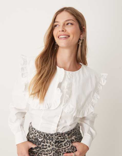 Ghospell oversized collar blouse in white - view 1