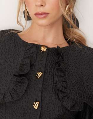 ghospell oversized collar mini dress in black