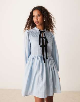 Ghospell oversized collar mini dress in blue