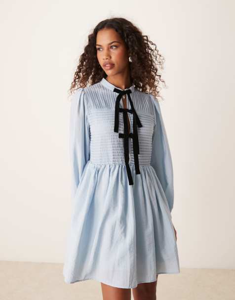 Ghospell oversized collar mini dress in blue - view 1