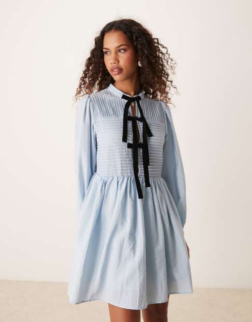 Ghospell oversized collar mini dress in blue