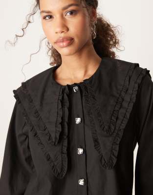 ghospell oversized collar shirt in coal black