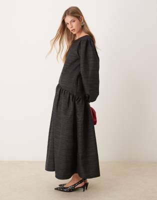 Ghospell Oversized Midi Dress In Black