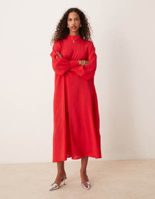 oversized midi dress in red