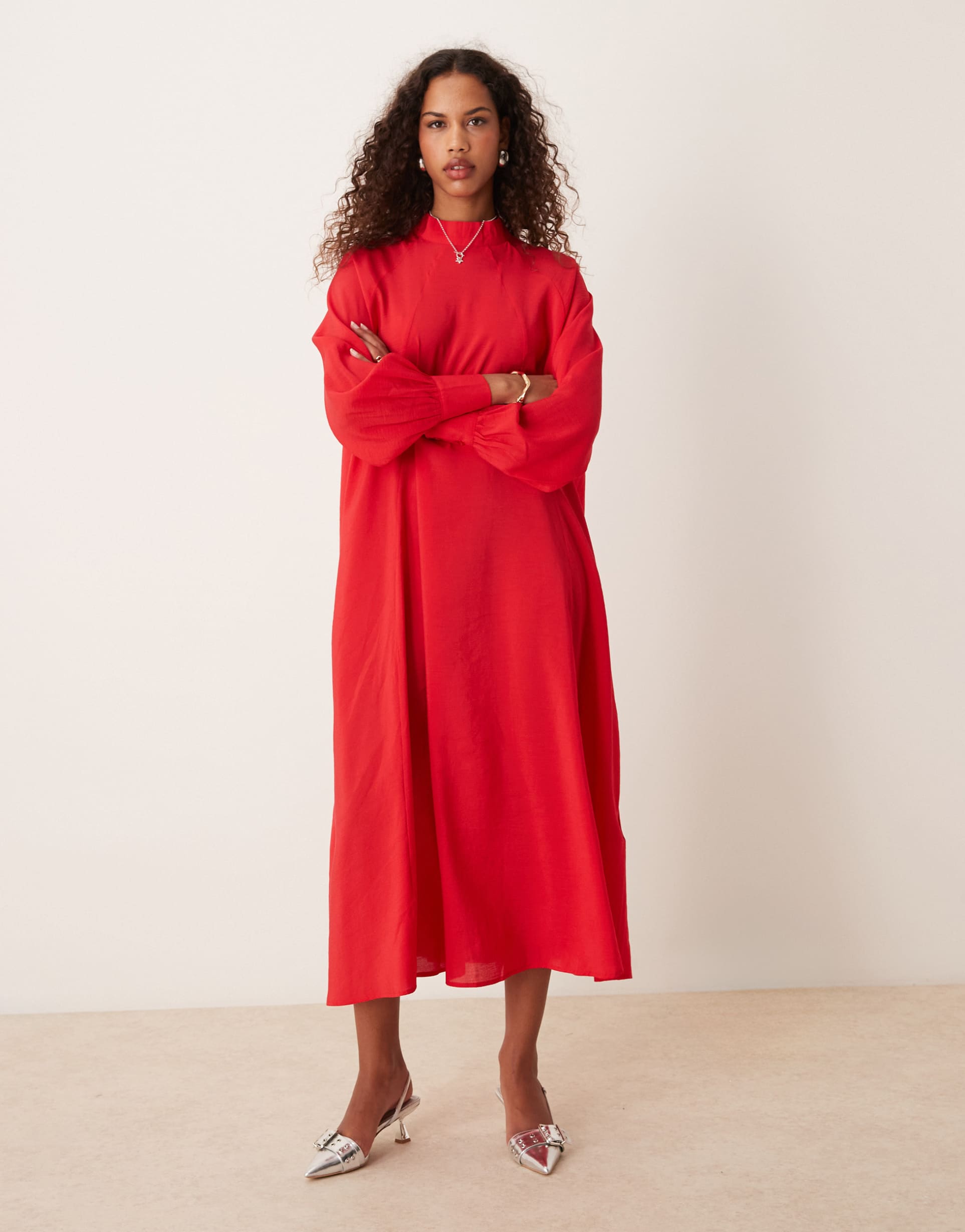 ghospell oversized midi dress in red