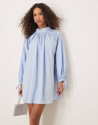 oversized mini dress in powder blue