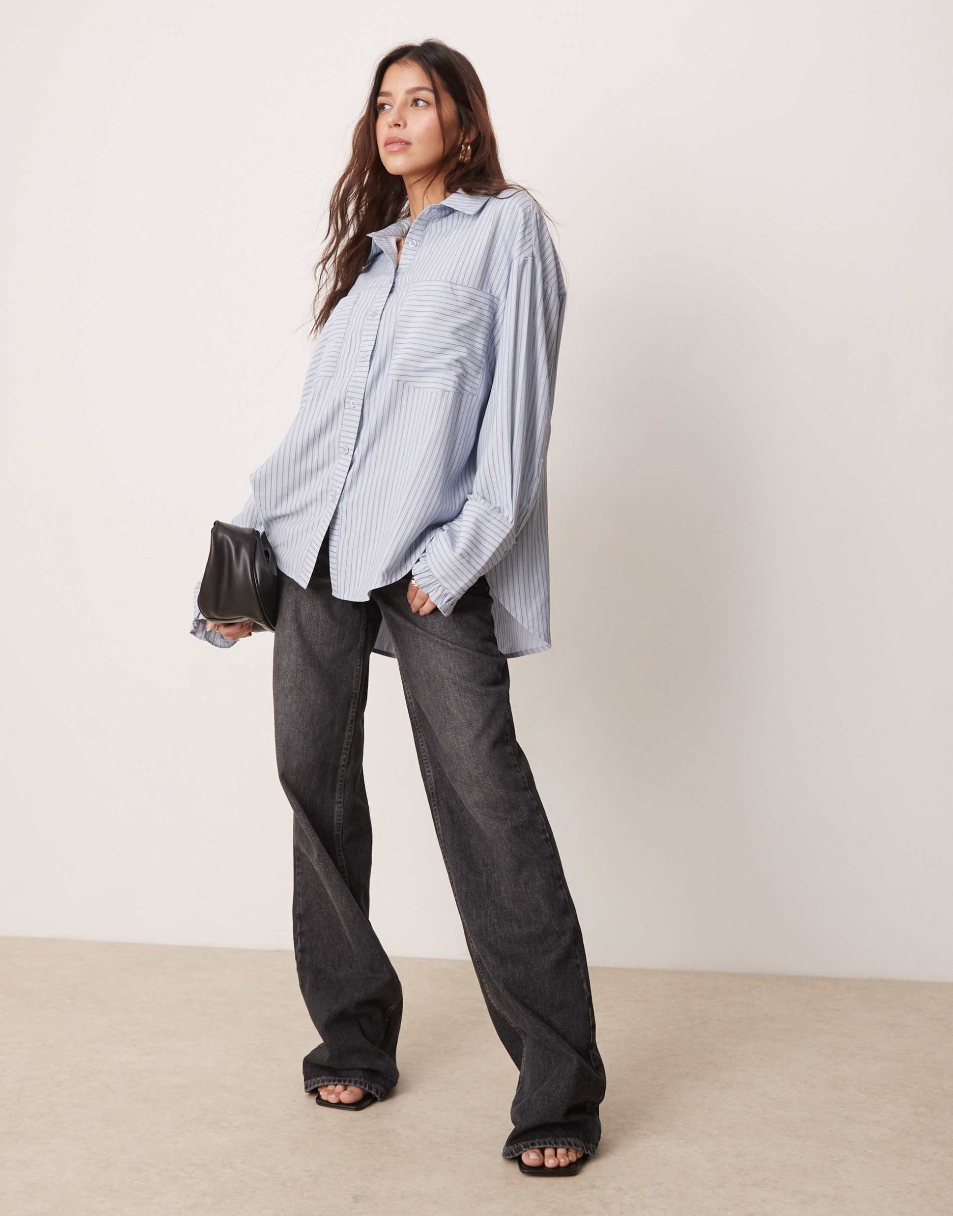 ghospell oversized shirt in contrast blue stripe
