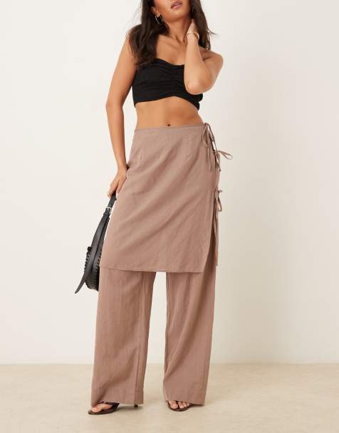 Ghospell overskirt pants in mocha - view 1