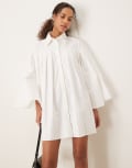 [Ghospell] Ghospell pleated mini dress in pearl white XS Pearled White