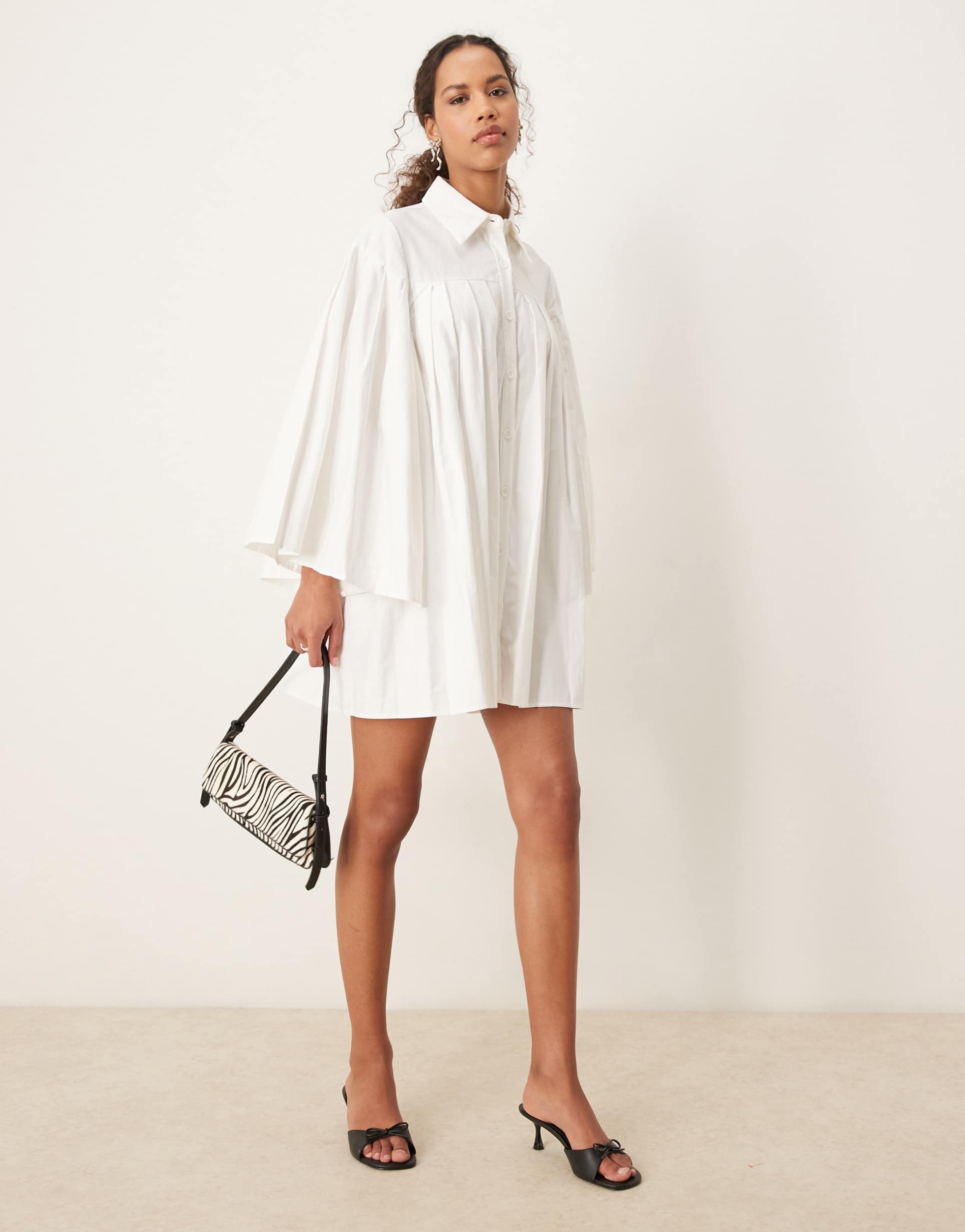 ghospell pleated mini dress in pearl white