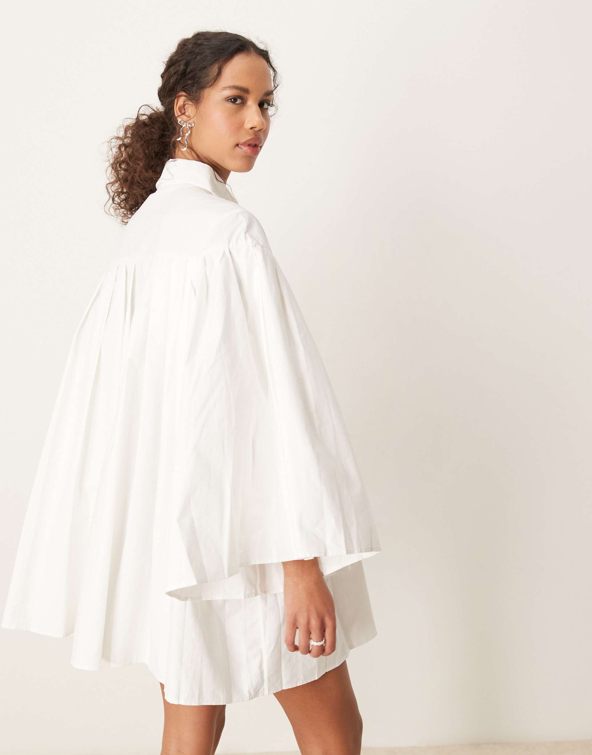 ghospell pleated mini dress in pearl white