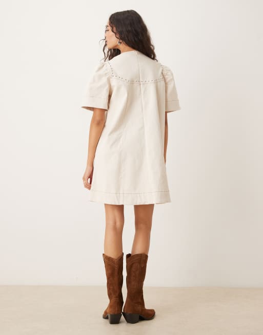 Ghospell - Quincey - Robe courte ornée de clous - Ivoire, 4 de 4
