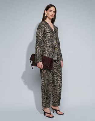 Ghospell Razan Cotton High Rise Barrel Leg Jeans In Brown