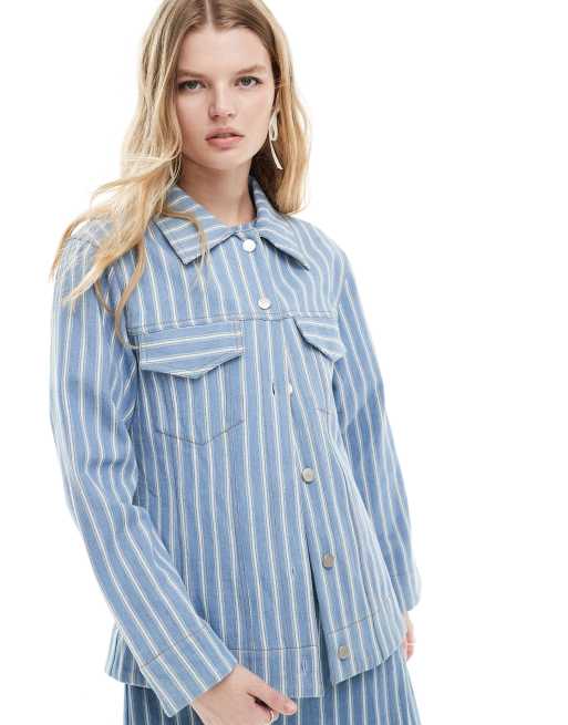 Ghospell relaxed jacket in blue stripe (part of a set)