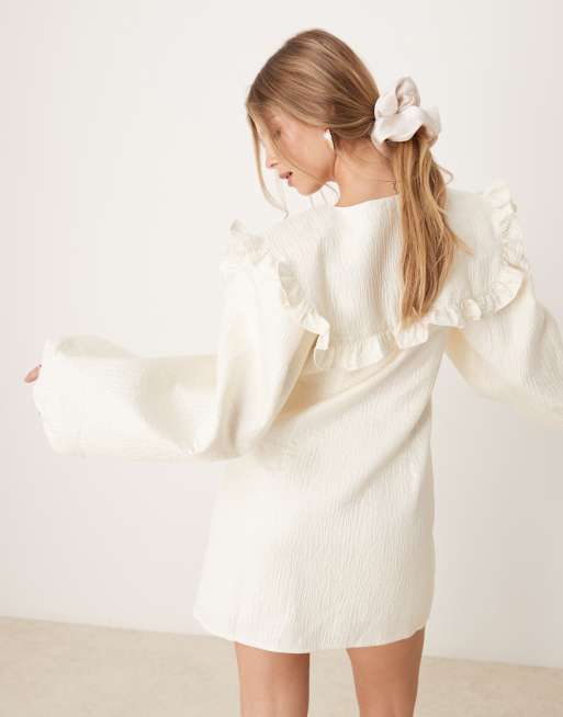 Ghospell - Robe courte avec col oversize - Ivoire perle, 4 de 4