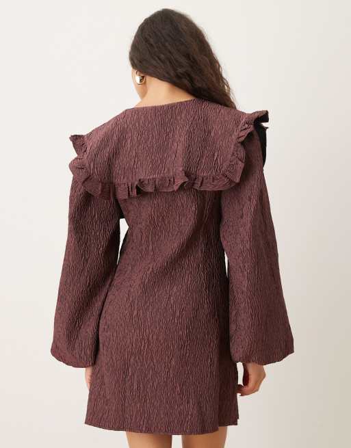 Ghospell - Robe courte avec col oversize - Marron, 4 de 4