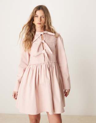 Ghospell - Robe courte avec nauds - Rose poudré