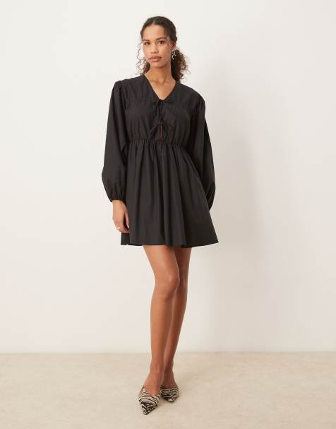 Ghospell - Robe courte nouée - Noir charbon - view 1