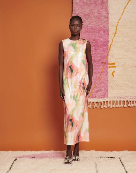 Ghospell - Robe longueur mollet à fleurs et sequins - view 1