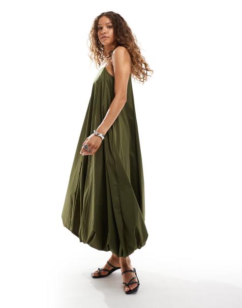 Ghospell - Robe longueur mollet effet boule - Kaki - view 1