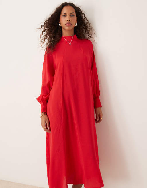 Ghospell Robe mi longue oversize Rouge ASOS