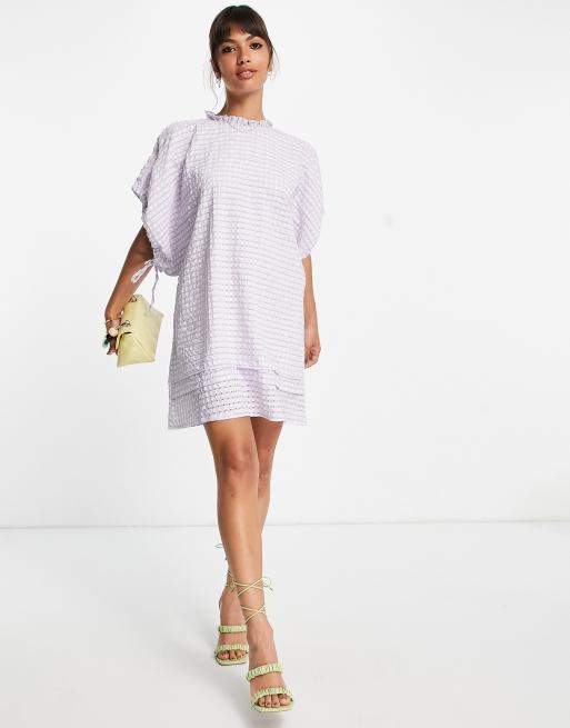 Ghospell - Robe patineuse courte en tissu gaufré - Lilas