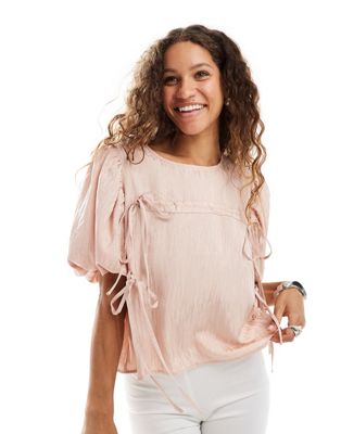 Ghospell ruched drawstring top Sale