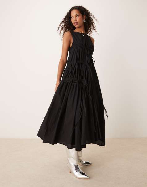 Ghospell ruched midi dress in black - view 1