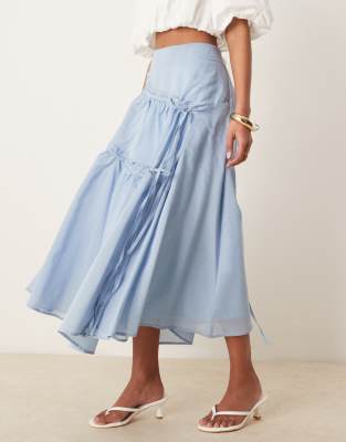 GHOSPELL タイトスカート Harper Frayed Midi Skirt GHOSPELL タイトスカート Harper Frayed Midi Skirt (GHOSPELL