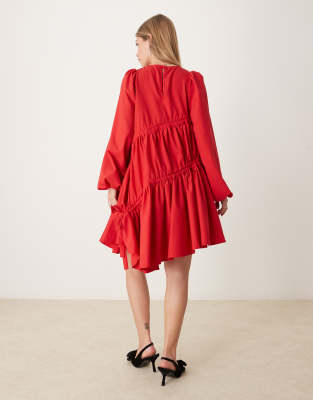 ghospell ruched mini dress in red