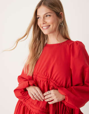 ghospell ruched mini dress in red