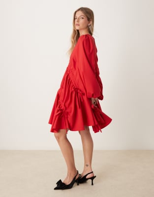 ghospell ruched mini dress in red