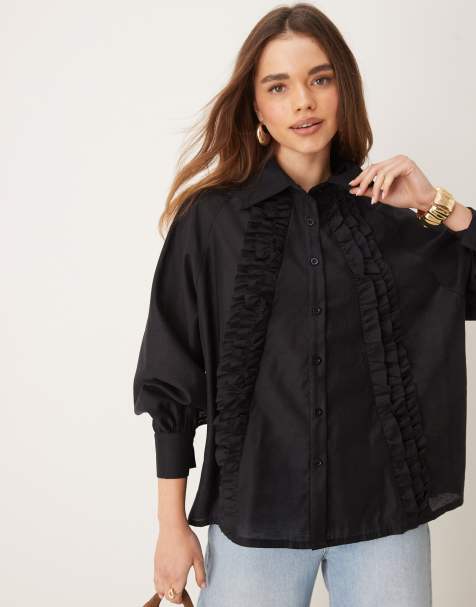 Ghospell ruffle shirt in black - view 1