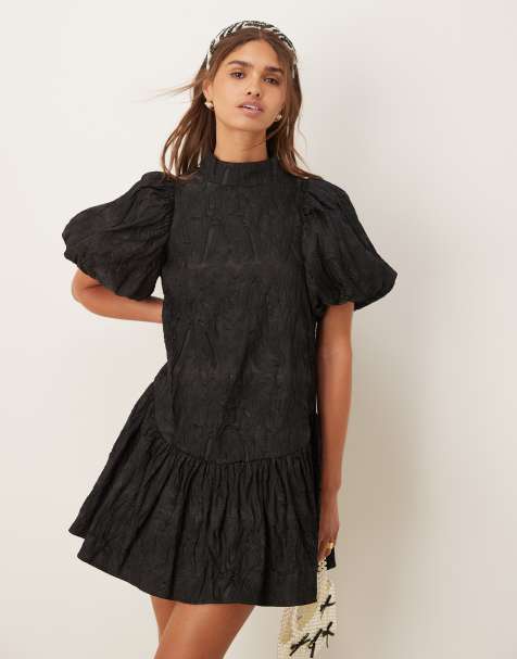 Ghospell - Salome - Robe courte en jacquard - Noir - view 1