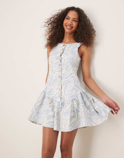 Ghospell - Sereba - Midi jurk in blauwe zebraprint - view 1
