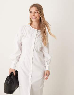 Ghospell Ghospell shirt midi dress in cloud white