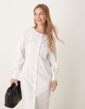 [Ghospell] Ghospell shirt midi dress in cloud white XS WHITE