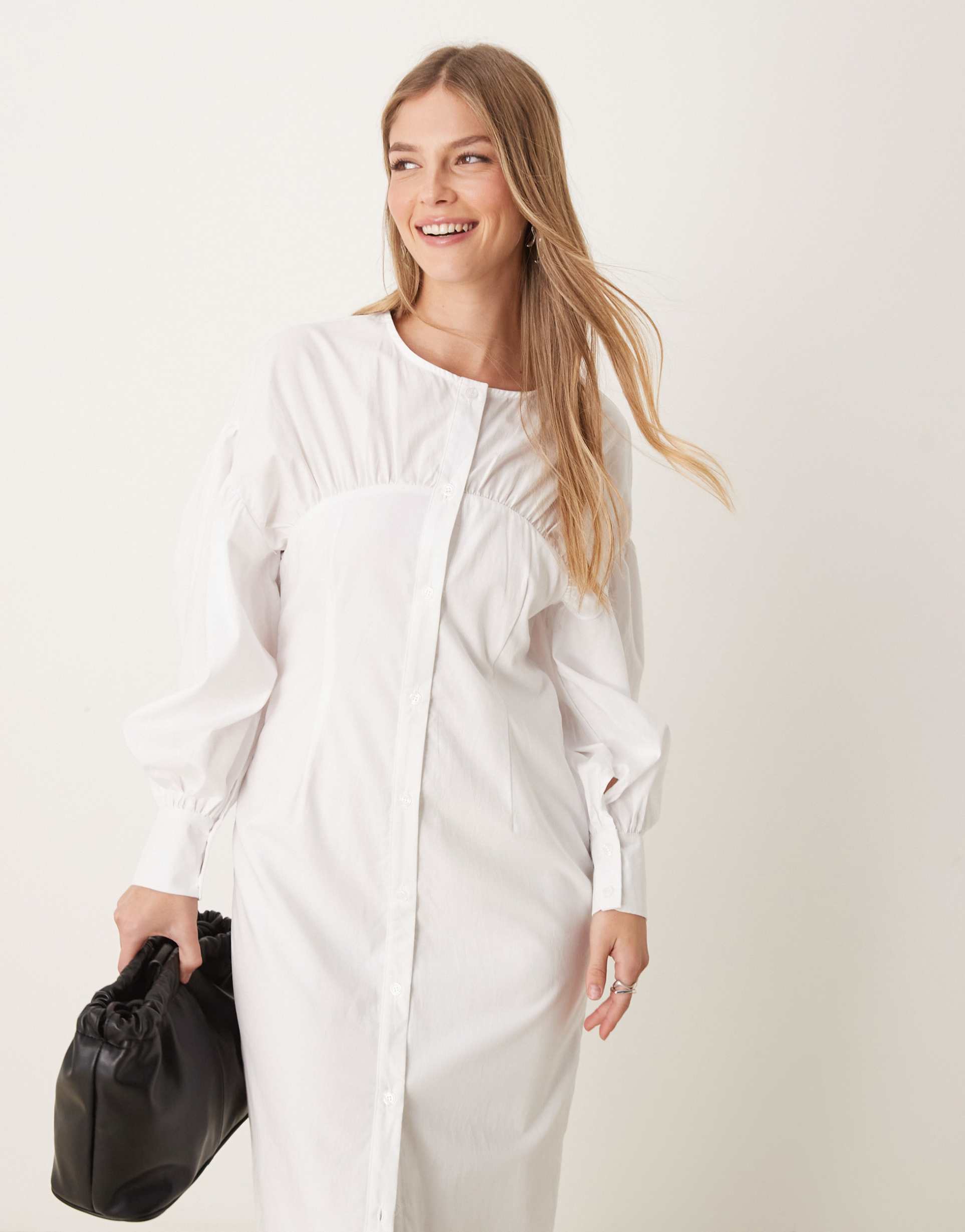 ghospell shirt midi dress in cloud white