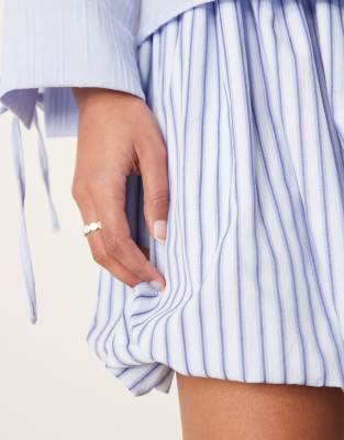 ghospell stripe puffball mini skirt in sky blue