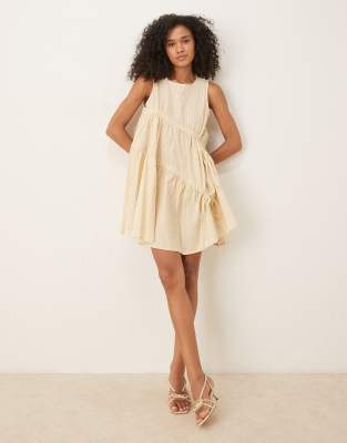 Ghospell Striped Drawstring Mini Dress