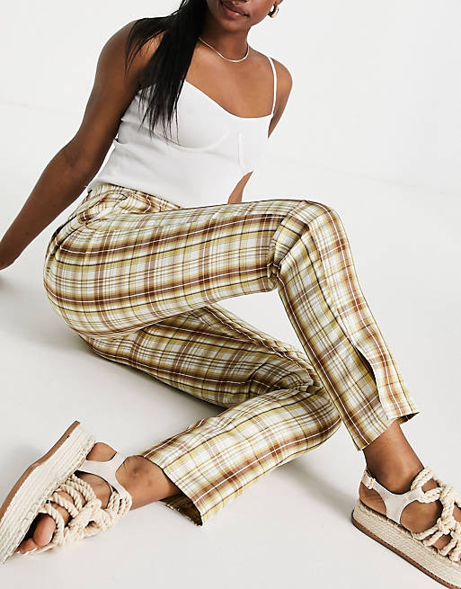 Ghospell tailored trousers in beige check co-ord