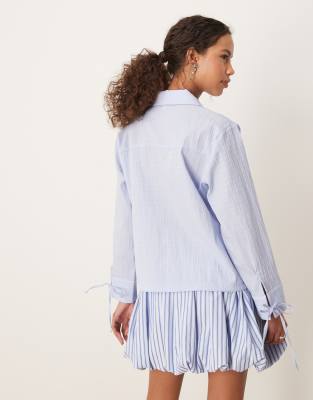 ghospell textured bow shirt in cornflower blue