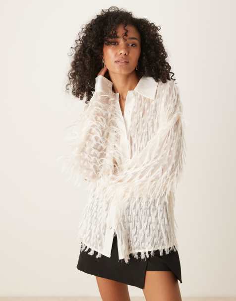 Ghospell textured relaxed shirt in ivory - view 1
